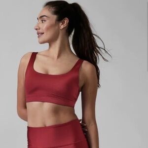 ATHLETA EXHALE SHINE SPORTS BRA A-C, SIZE SMALL (S), RED